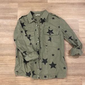 Cute star army green jacket